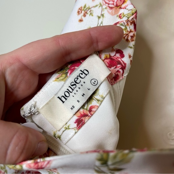 House of CB Corset Crepe Midi Sundress sz L+ XL in rose print - Picture 5 of 10